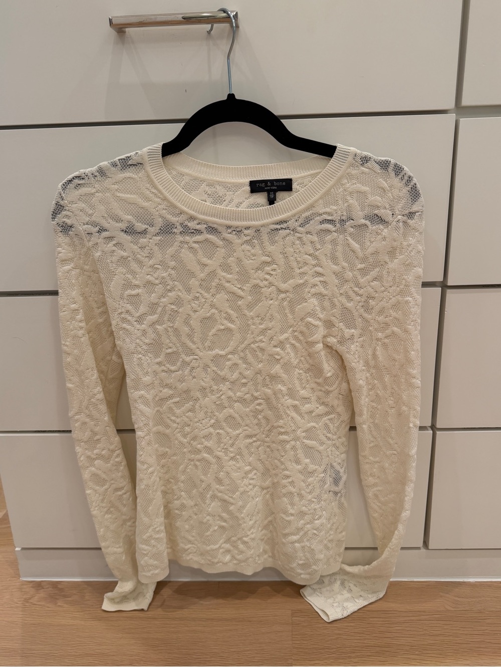 rag & bone Cream Lace Knit Long-Sleeve Top XS